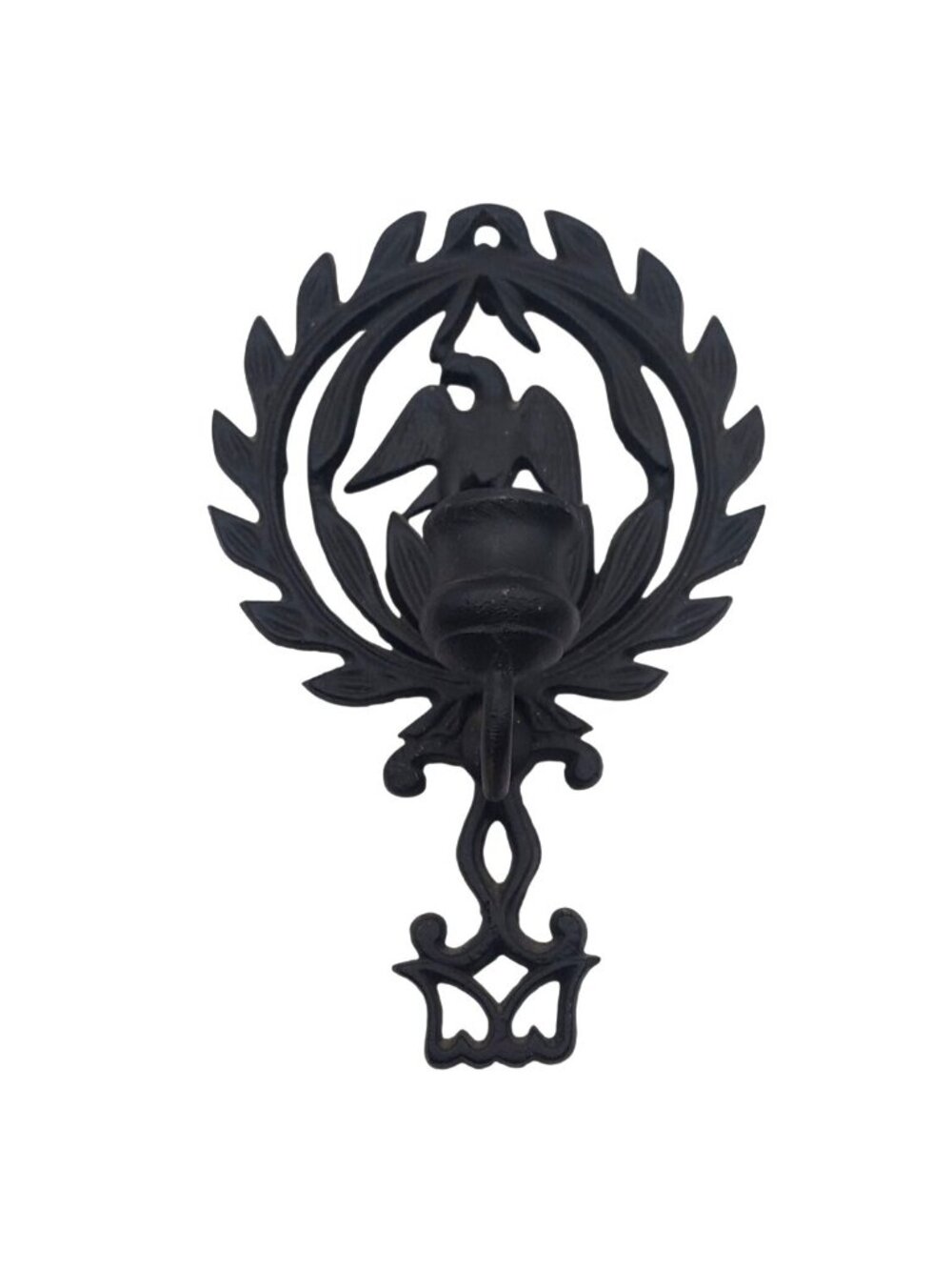 Vintage Cast Iron American Eagle Wall Taper Candle Holder Trivet Wreath Heart